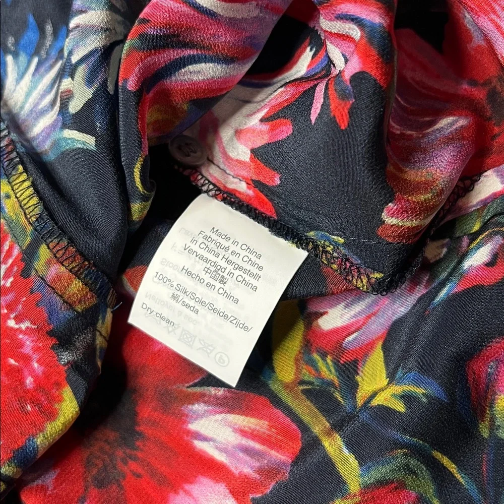 J. Crew Silk Pleated Floral Popover blouse‎ whimsical career statement Small